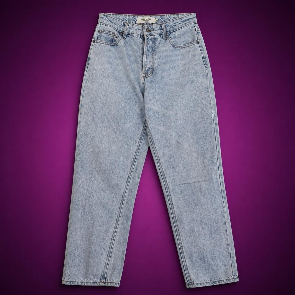 HIDDEN Los Angeles Acid Wash High Rise Straight Jeans 26 Y2K HD11085T-LT Blue